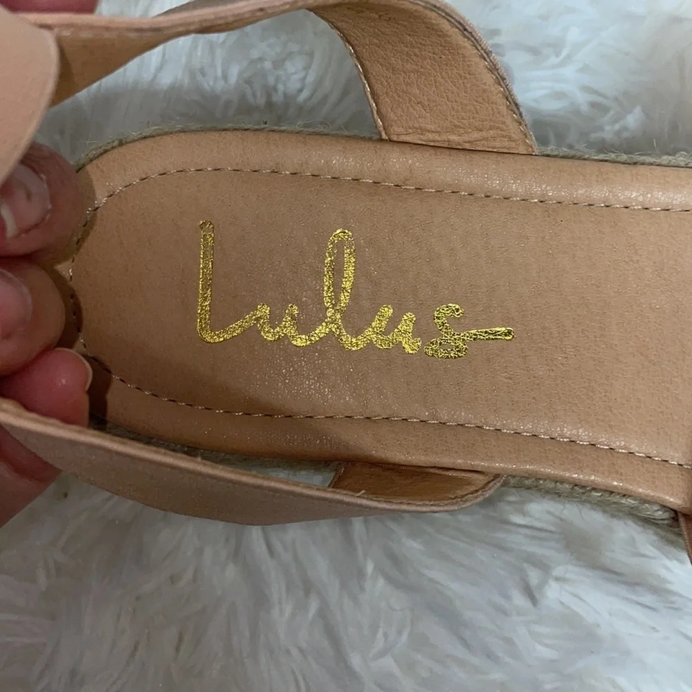 Lulus Wedged Sandals Sz 8.5 Pale Pink with braided Wedge